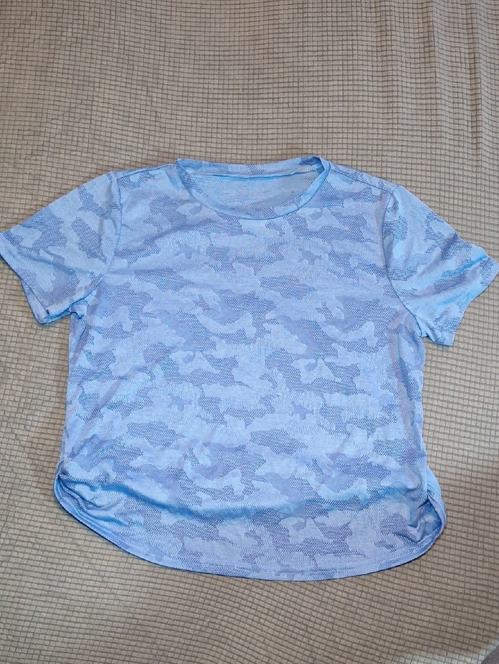 Womens Sky Blue Camouflage Short-Sleeve Active Tee